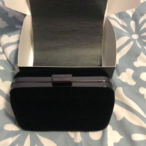 GIORGIO ARMANI BLACK VELVET CLUTCH WITH METAL LINK